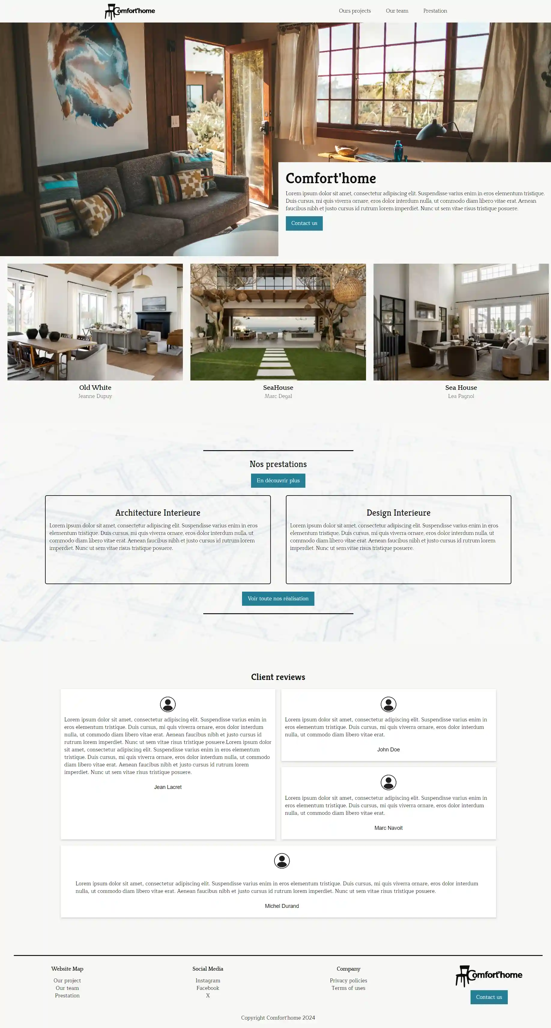 full home page of the project