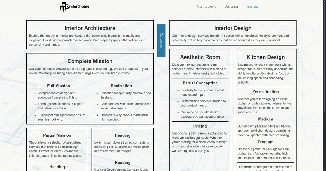 Pricing  interior design