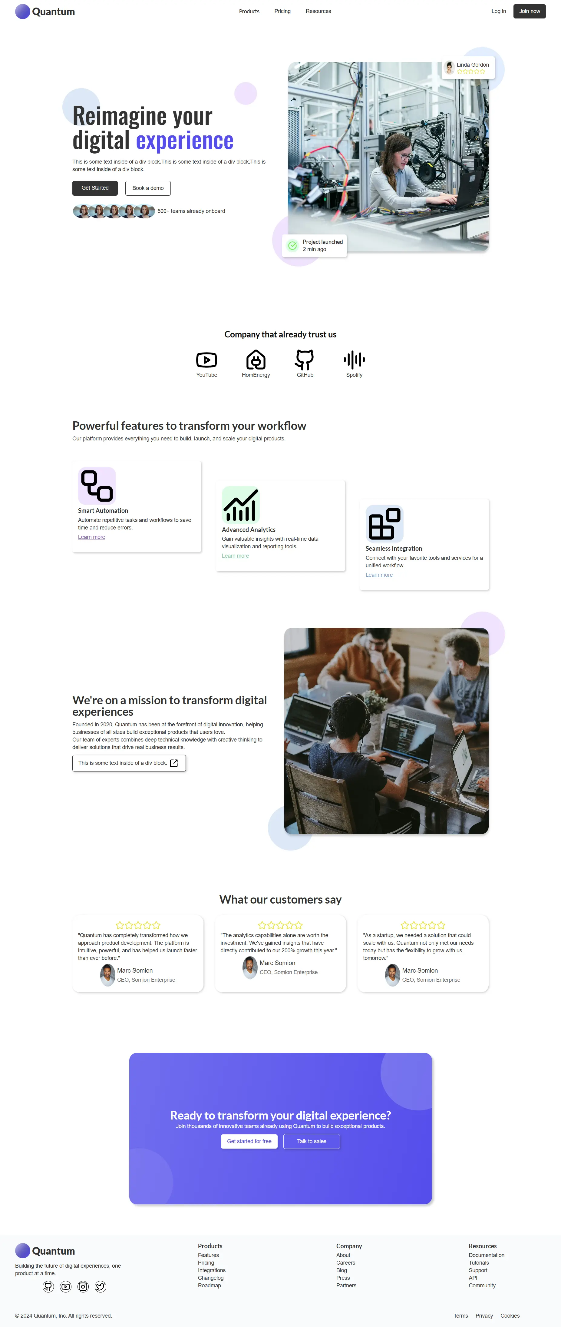 Entire First tech landing page